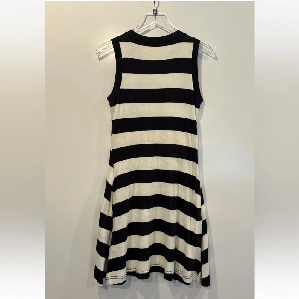 Kate‎ Spade Black Ivory Cotton Striped Dress Womens Size Small (653)